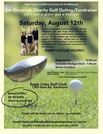 HelpHopeLive in honor of James Earl Slusarzyk Charity Golf Outing/ Fundraiser