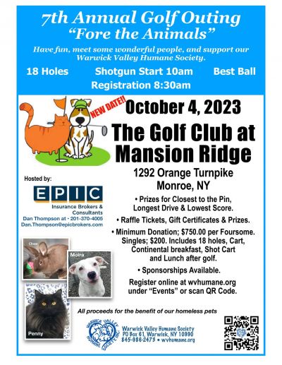 New Date Fore The Animals 7th Annual Golf Outing