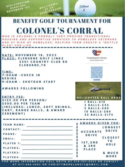 Benefits Golf Tournament for Colonel's Corral