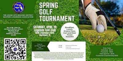 Spring Golf Tournament 2024 sponsored by the Grand 15th Masonic District